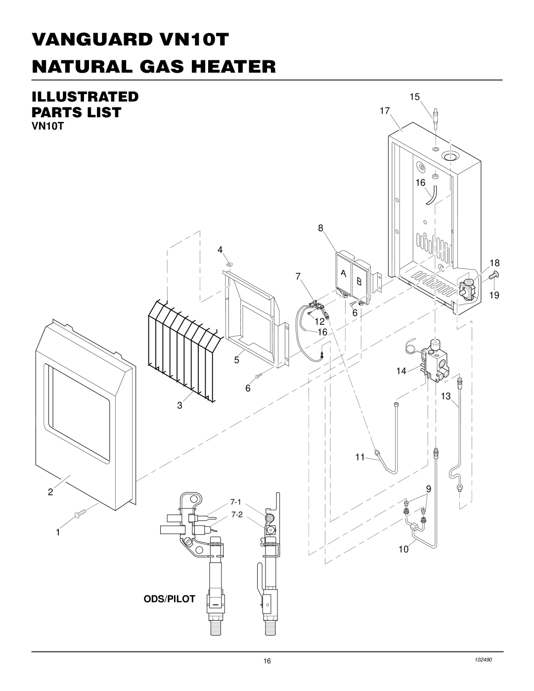 Desa VN10T installation manual Illustrated Parts List, Ods/Pilot 