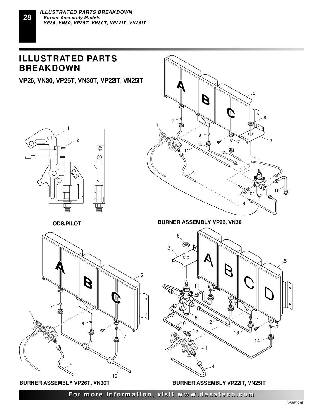 Desa VP16IT, VP16T, VN18T, VN18IT installation manual VP26, VN30, VP26T, VN30T, VP22IT, VN25IT 