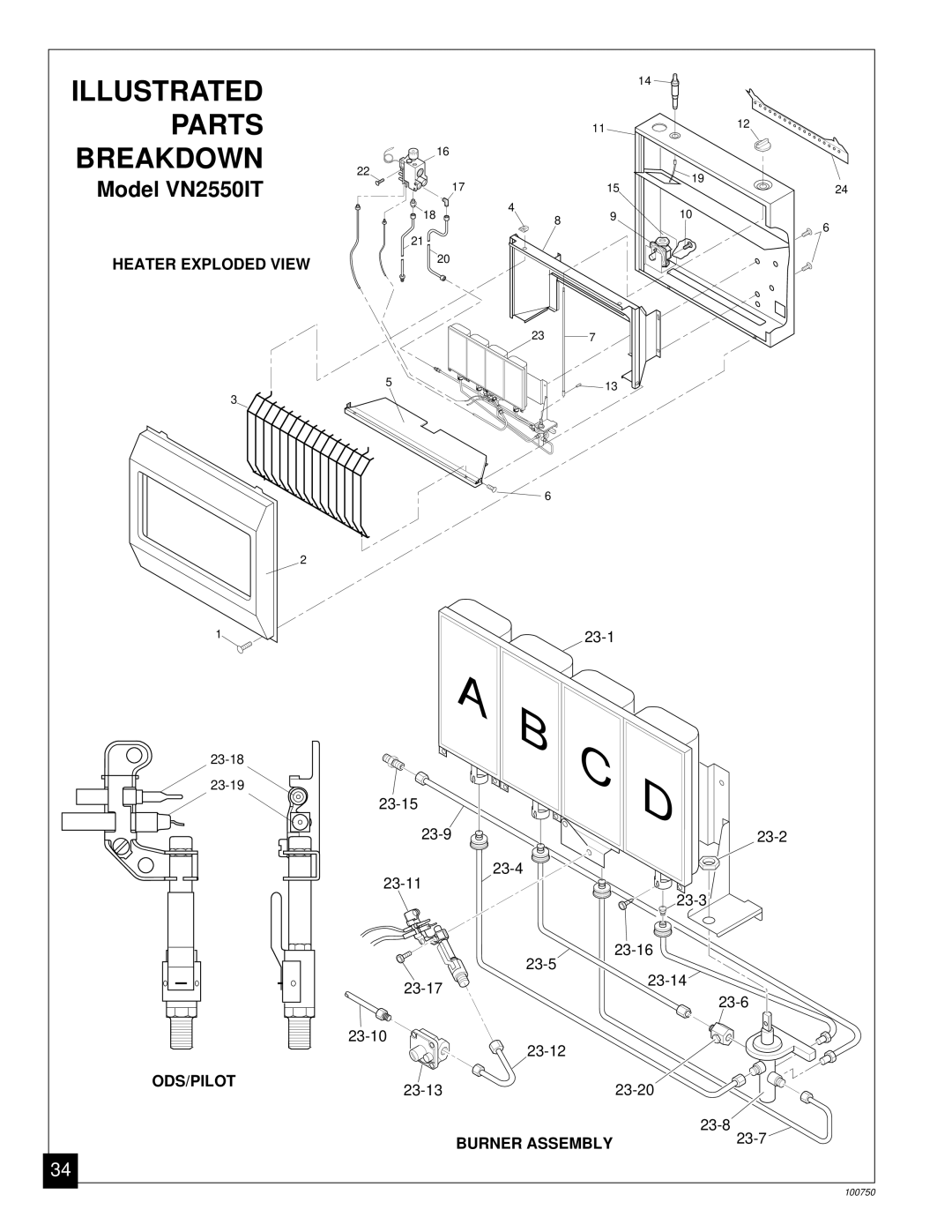 Desa VN1800IT, VN1800C, VN3000C installation manual Model VN2550IT 