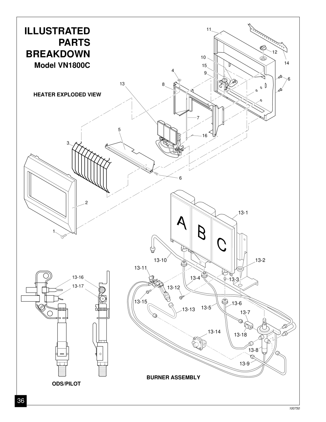 Desa VN1800IT, VN2550IT, VN3000C installation manual Model VN1800C 