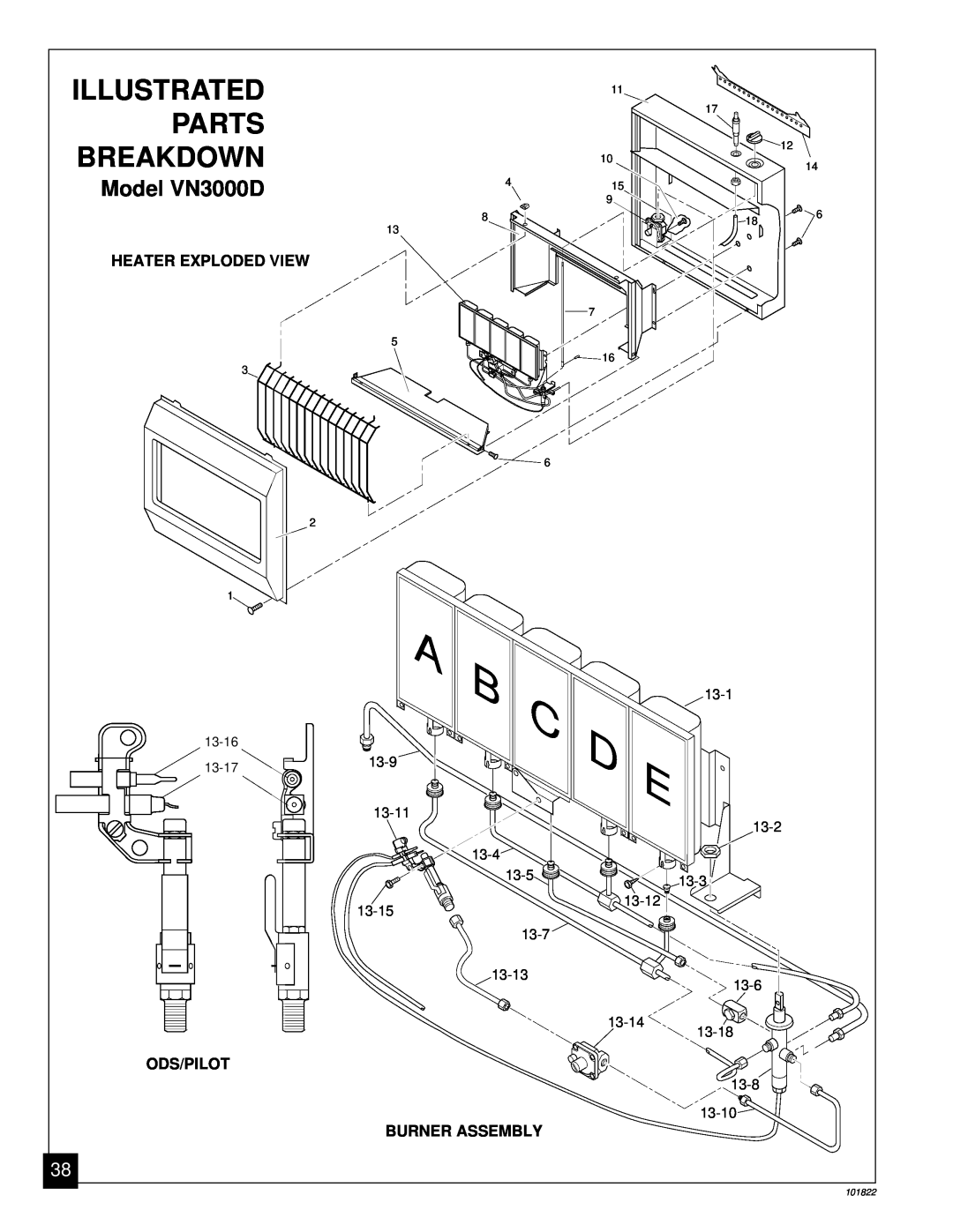 Desa VN2550ITA, VN1800ITA, VN1800D installation manual Model VN3000D, Illustrated, Parts, Breakdown 