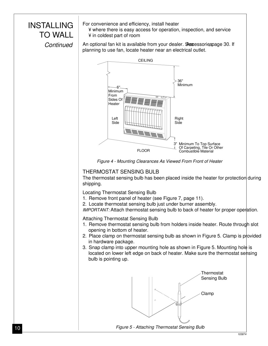 Desa VN2000BTC, VN2800BTC installation manual Locating Thermostat Sensing Bulb, Attaching Thermostat Sensing Bulb 