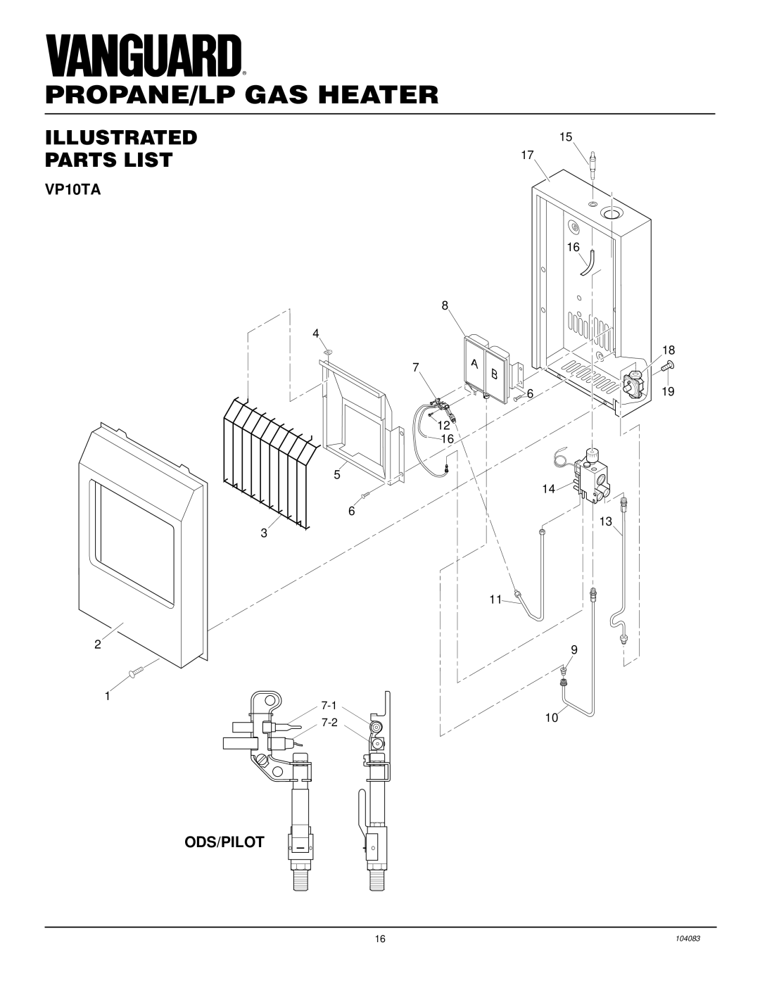 Desa installation manual Illustrated Parts List, VP10TA ODS/PILOT 