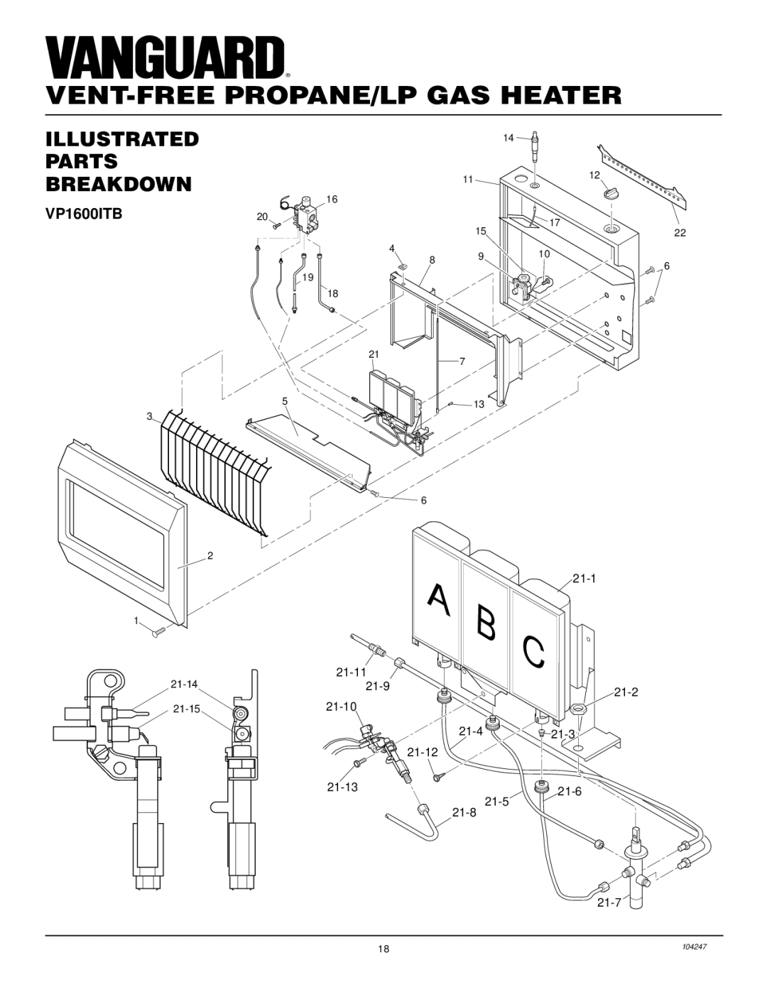 Desa VP2200ITB, VP1600ITB installation manual Illustrated Parts Breakdown 