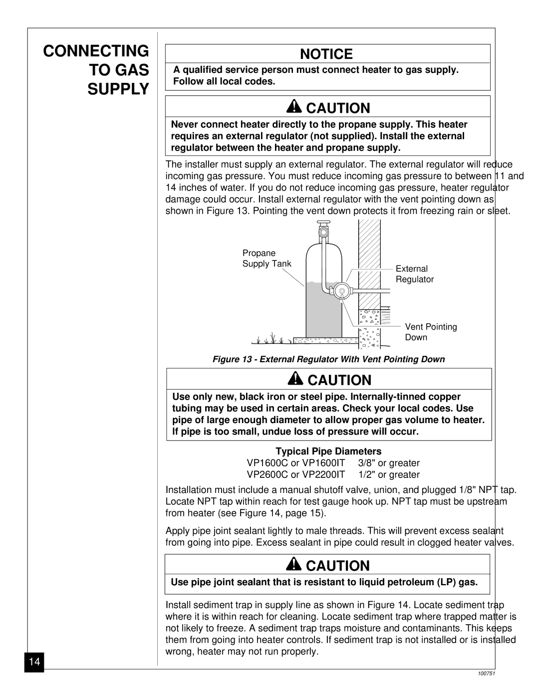 Desa VP1600C Connecting To GAS, Supply, Qualified service person must connect heater to gas supply, Follow all local codes 