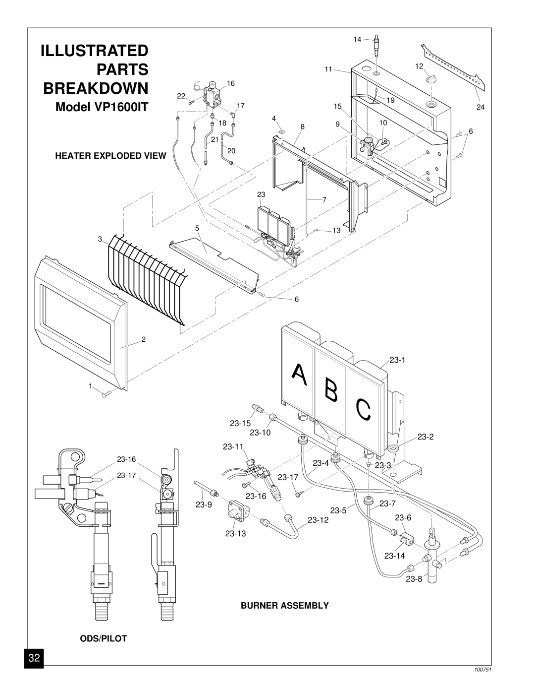 Desa VP2600C, VP1600C, VP2200IT installation manual Illustrated Parts Breakdown, Model VP1600IT 