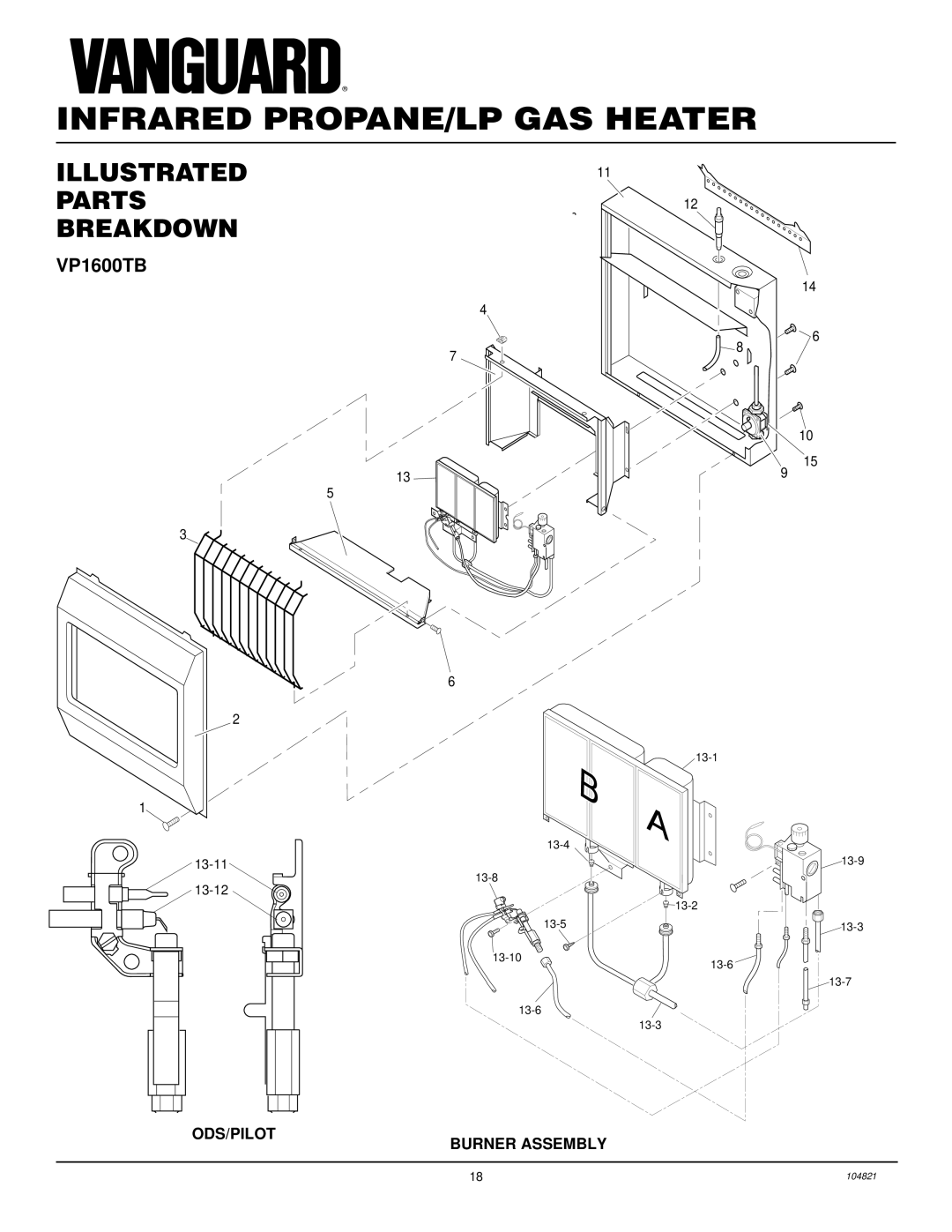 Desa VP2600TB, VP1600TB installation manual Illustrated Parts Breakdown 