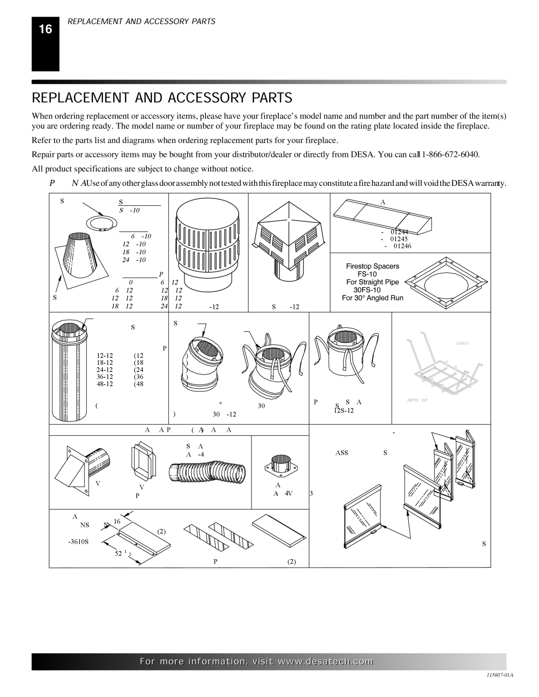 Desa (V)PN36-A manual Replacement and Accessory Parts 