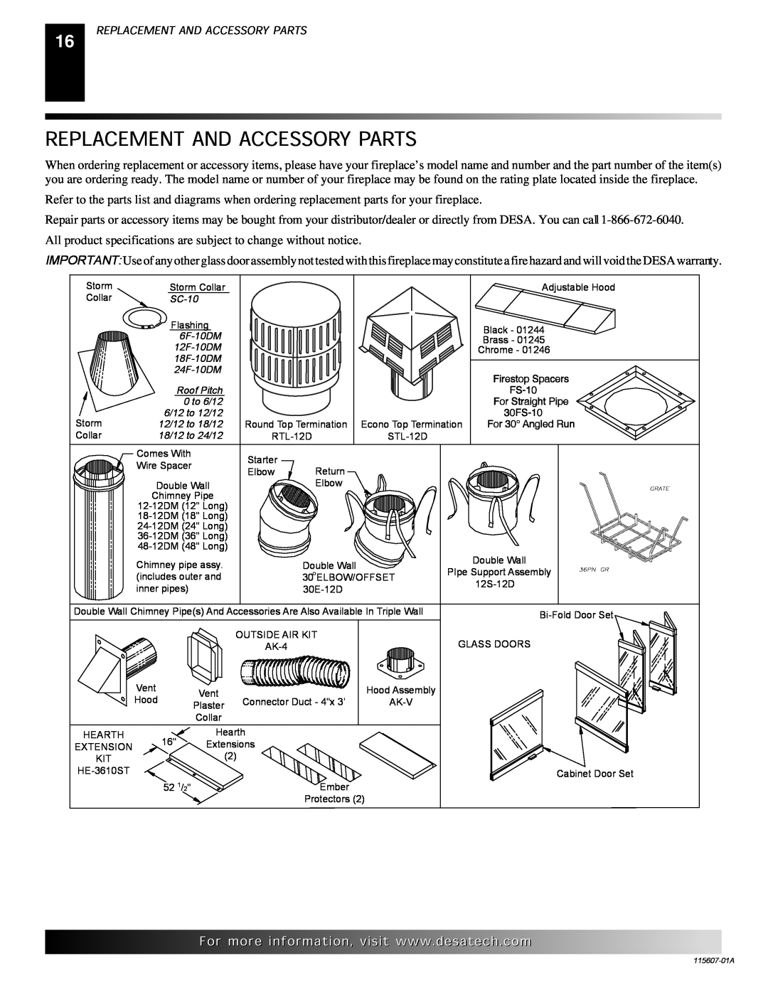 Desa (V)PN36-A manual Replacement And Accessory Parts 