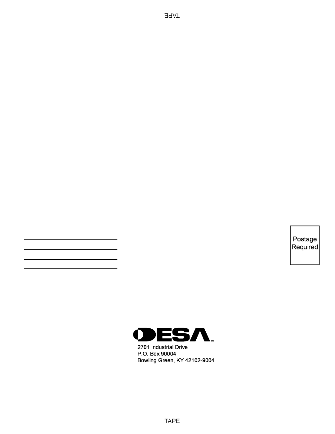 Desa (V)PN36-A manual Postage Required, Apet, Tape, 55253C 