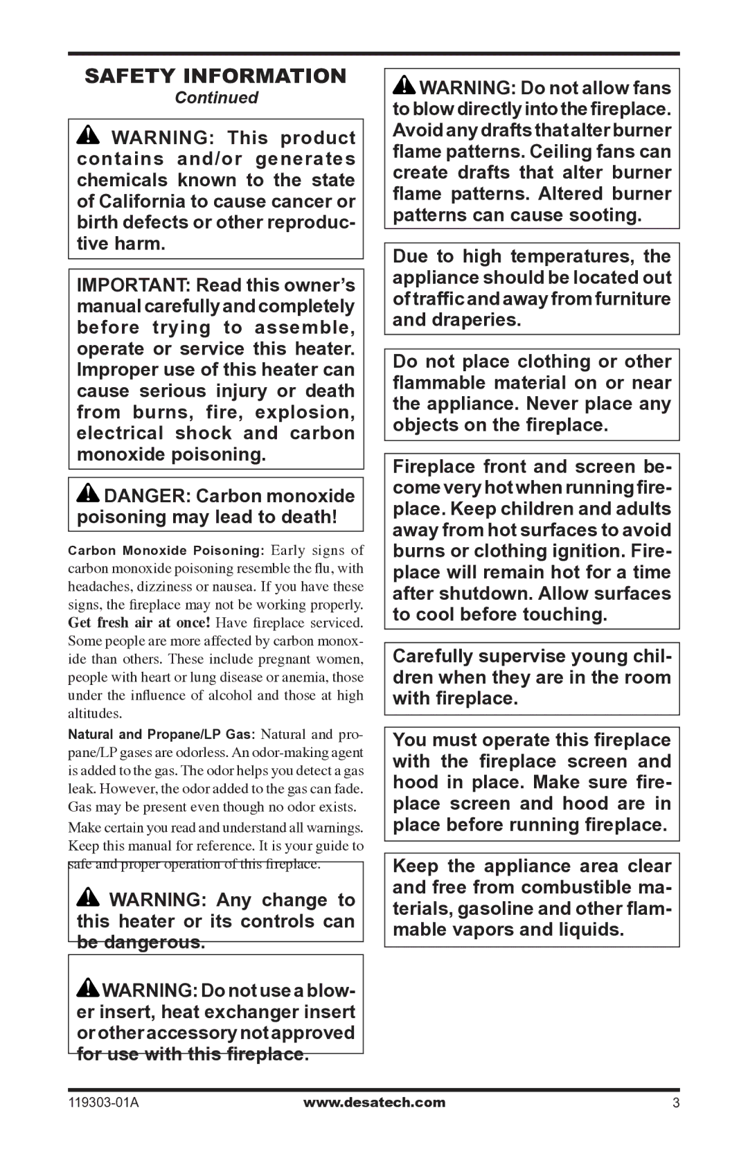 Desa VsGF28PTF, VsGF28nTF installation manual Safety Information 