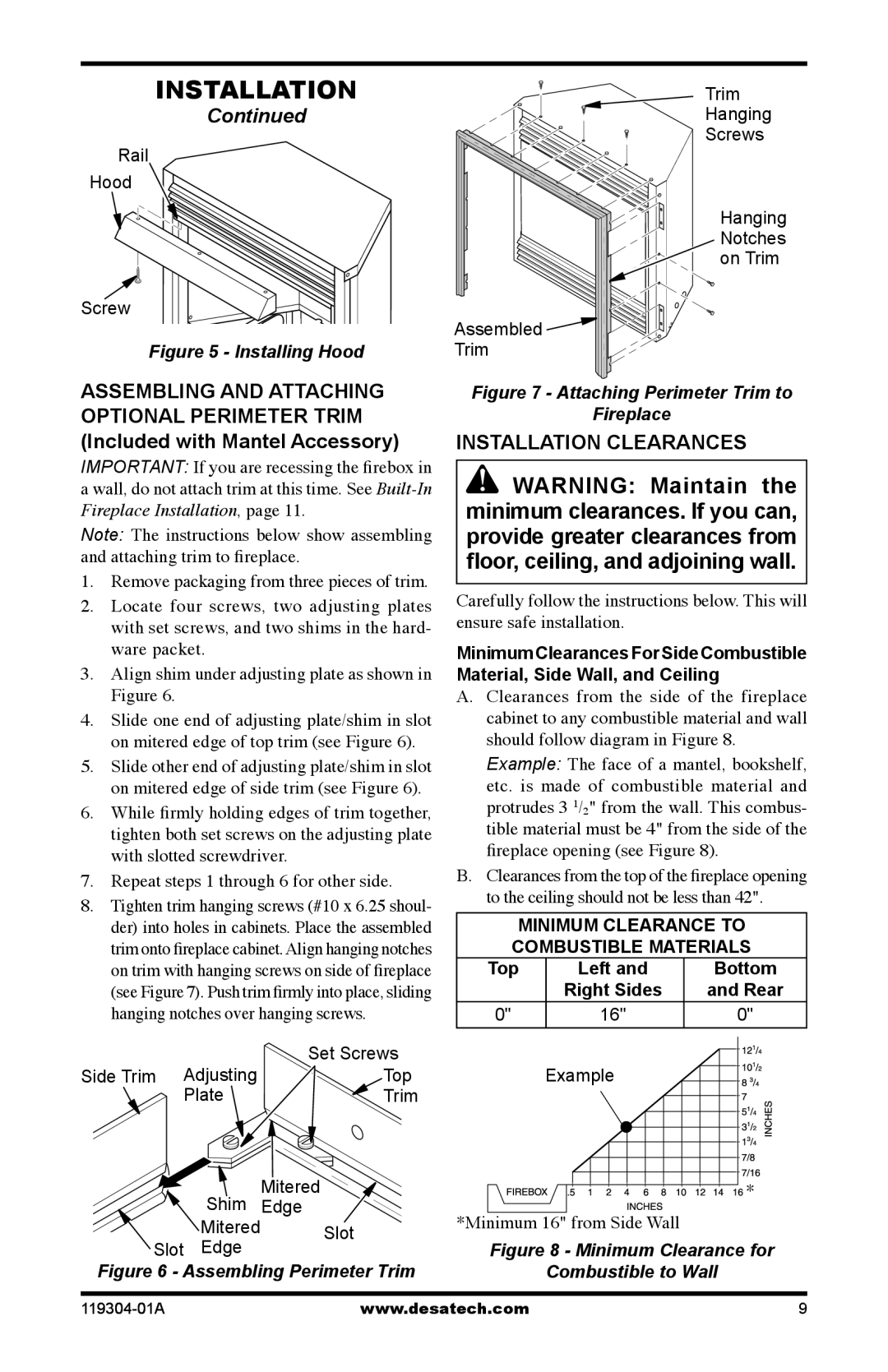 Desa VSGF33PRC, VSGF33NRC installation manual Installation Clearances, Example 