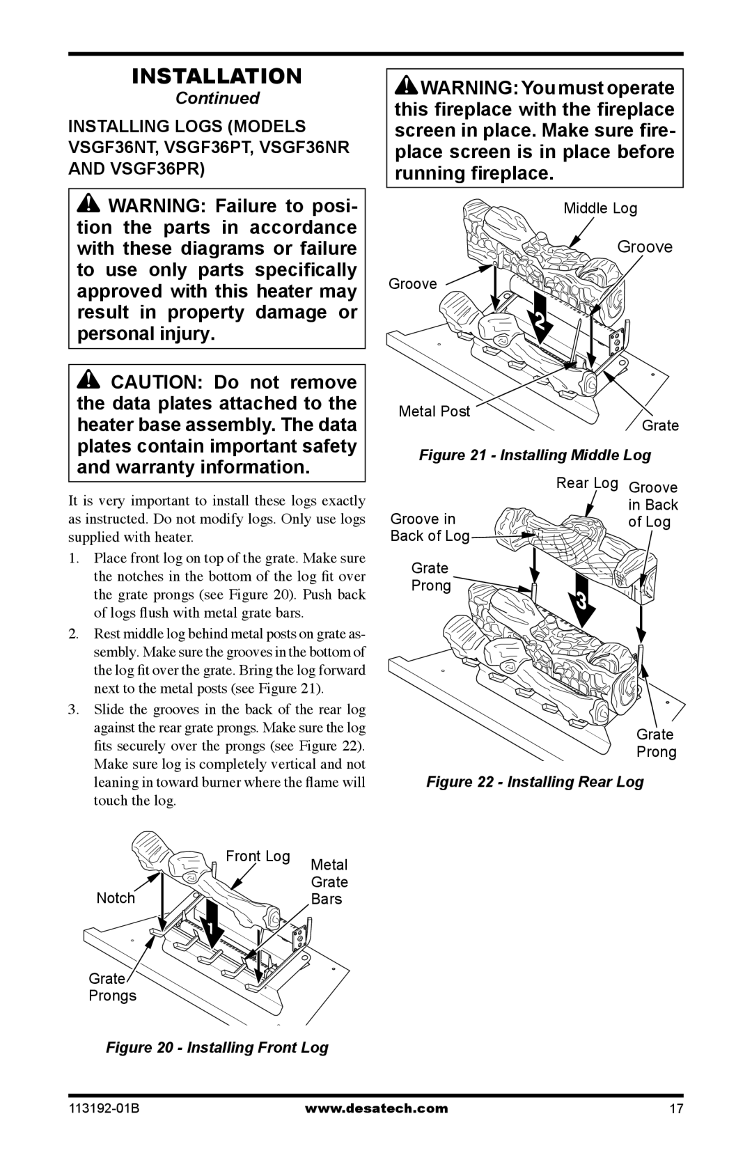 Desa VSGF36PT, VSGF36NT, VSGF36PR, VSGF36NR installation manual Groove 