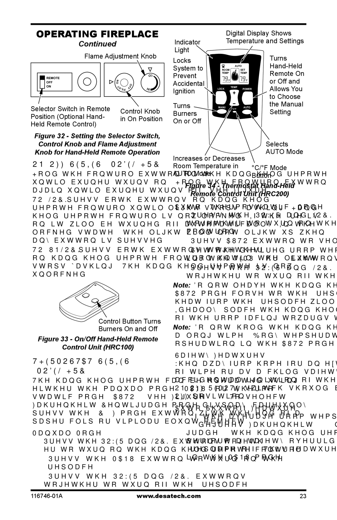 Desa VSGF36NRA, VSGF36NTA, VSGF36PRA, VSGF36PTA installation manual ON/OFF Series Model HRC100, Thermostat Series Model HRC200 