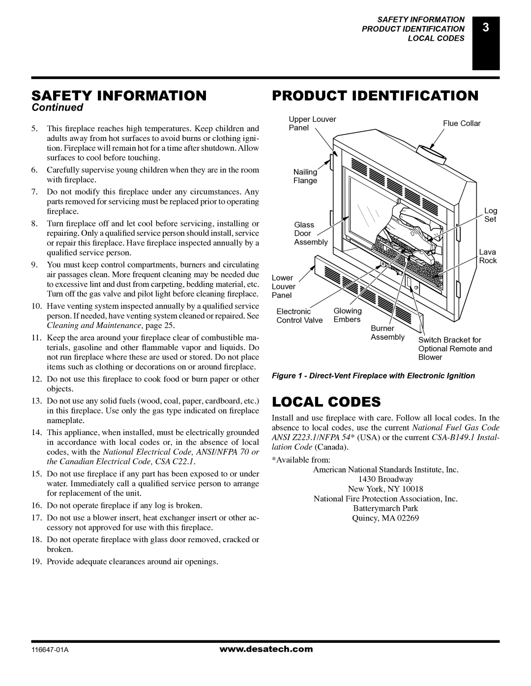 Desa (V)T32EN-A Series, (V)T32EP-A Series installation manual Safety Information Product Identification, Local Codes 