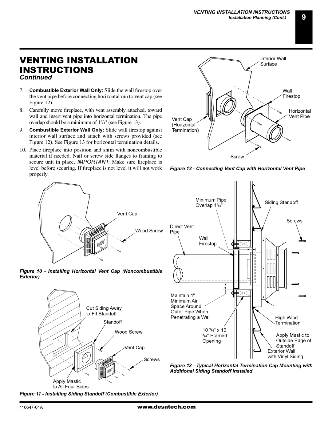 Desa (V)T32EN-A Series, (V)T32EP-A Series installation manual Connecting Vent Cap with Horizontal Vent Pipe 