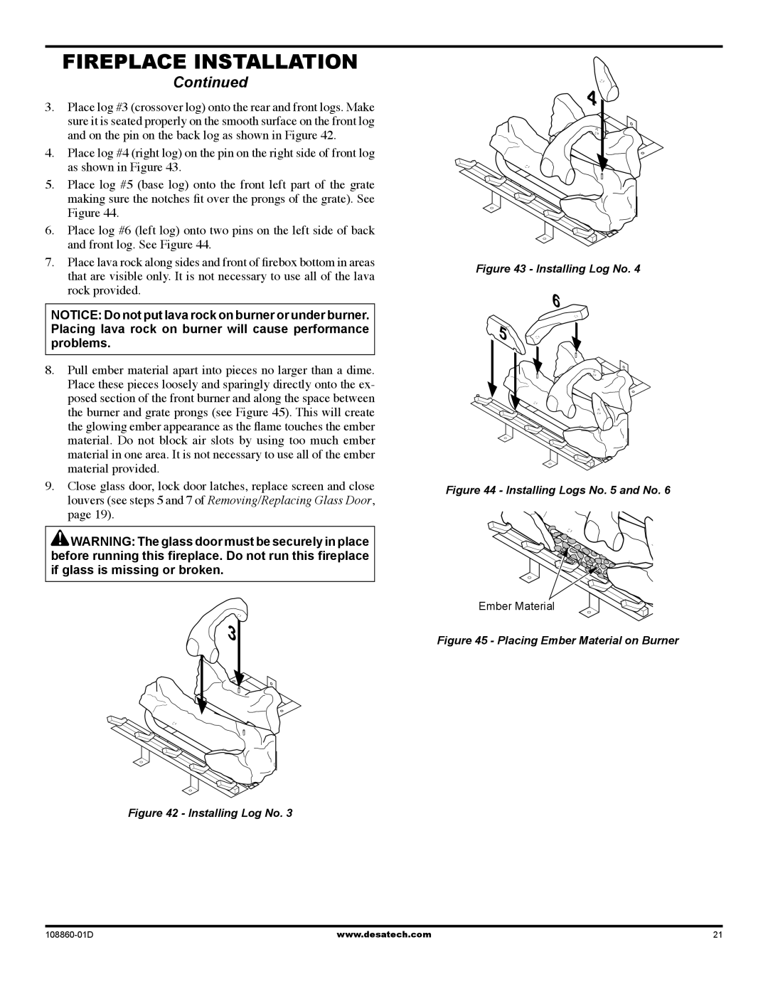 Desa (V)T32EN installation manual Installing Logs No and No 