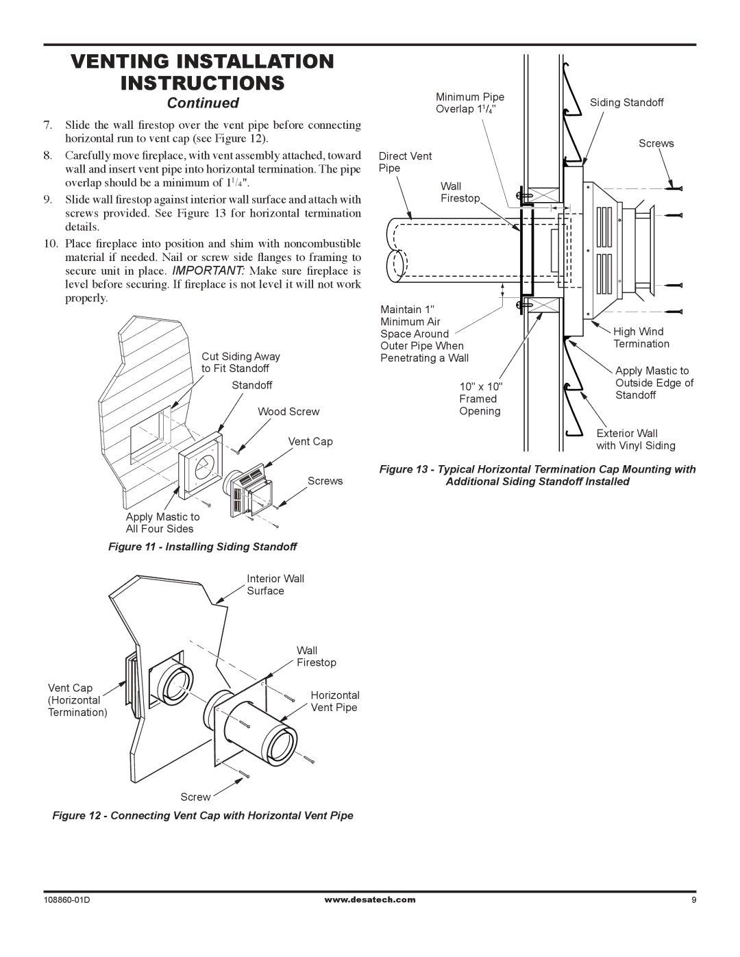 Desa (V)T32EN installation manual Installing Siding Standoff 