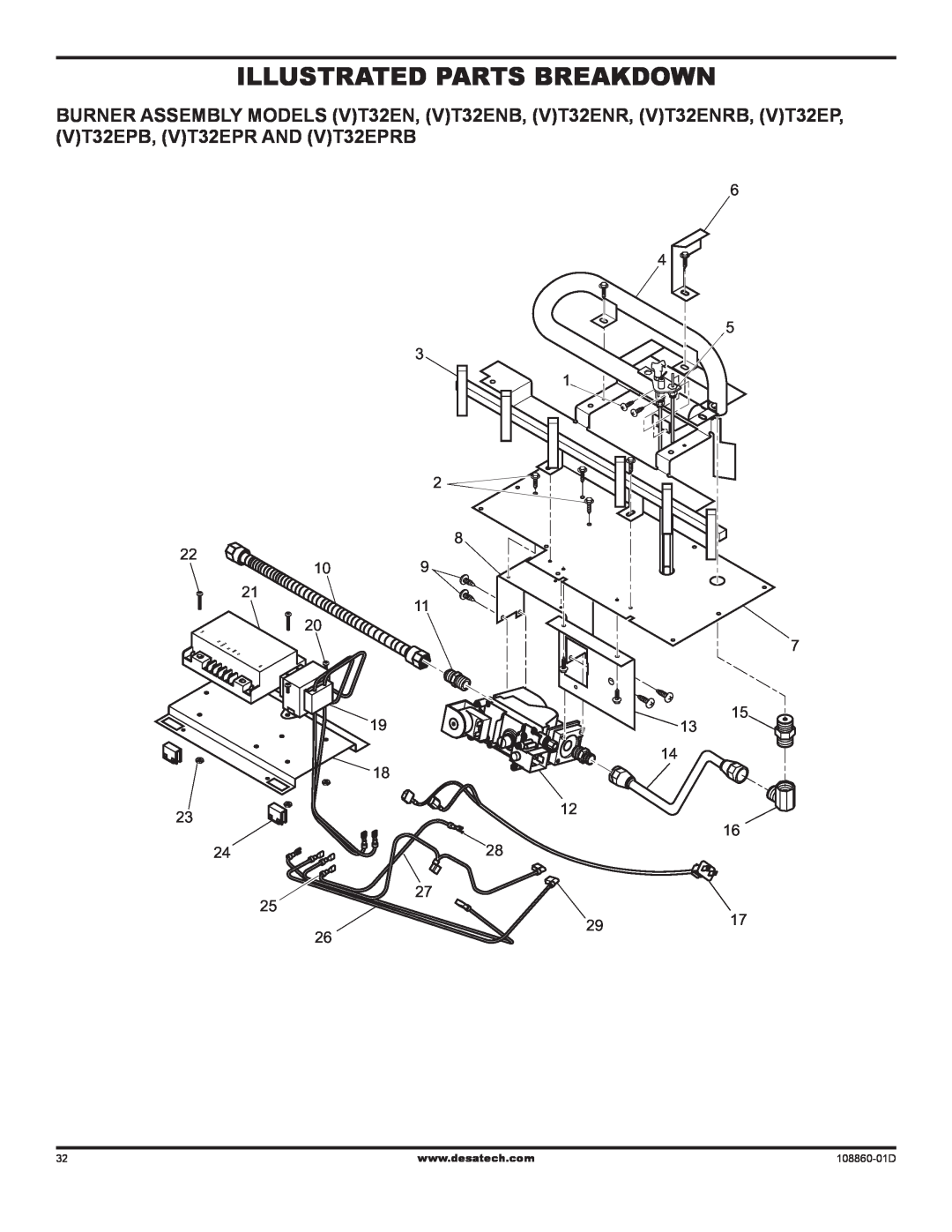 Desa (V)T32EN installation manual illustrated parts breakdown, 108860-01D 