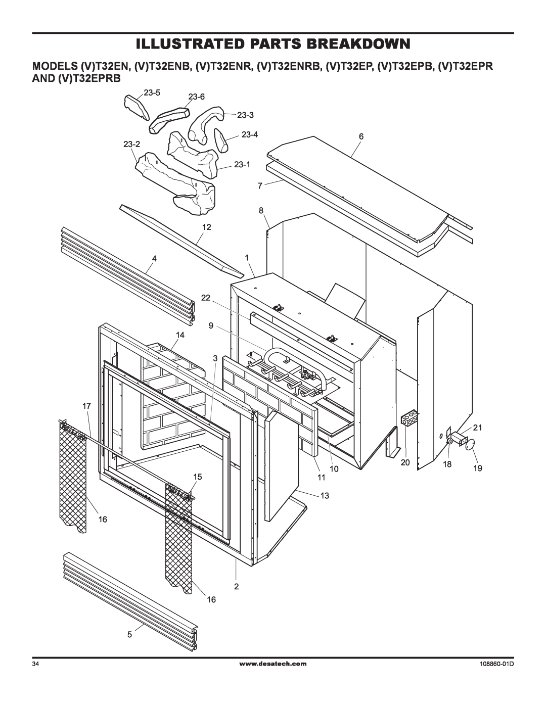 Desa (V)T32EN installation manual Illustrated Parts Breakdown, 108860-01D 