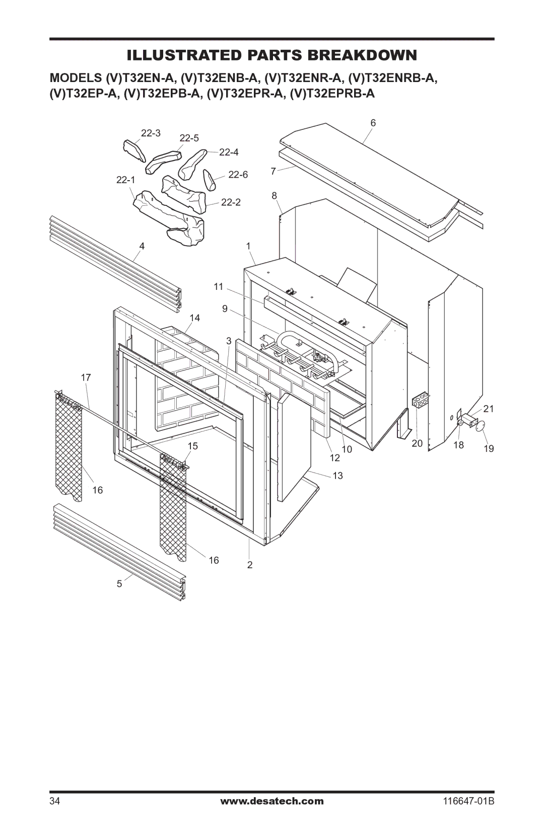 Desa (V)T32EP-A SERIES, (V)T32EN-A SERIES installation manual Illustrated Parts Breakdown 