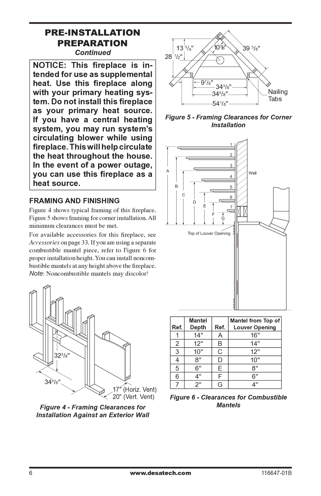 Desa (V)T32EP-A SERIES, (V)T32EN-A SERIES installation manual Framing and finishing 