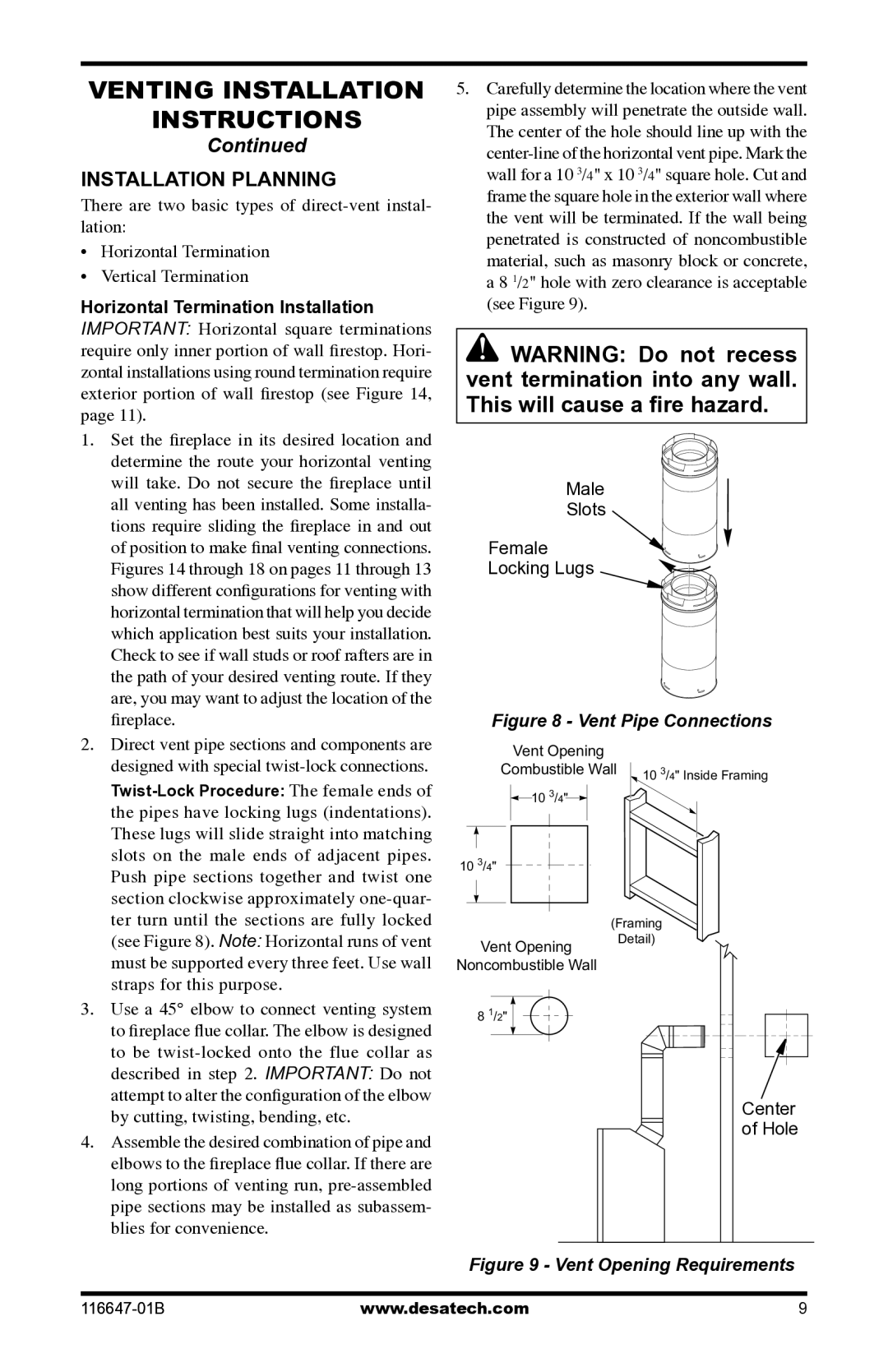 Desa (V)T32EP-A SERIES, (V)T32EN-A SERIES Installation Planning, Male Slots Female Locking Lugs, Center, Hole 