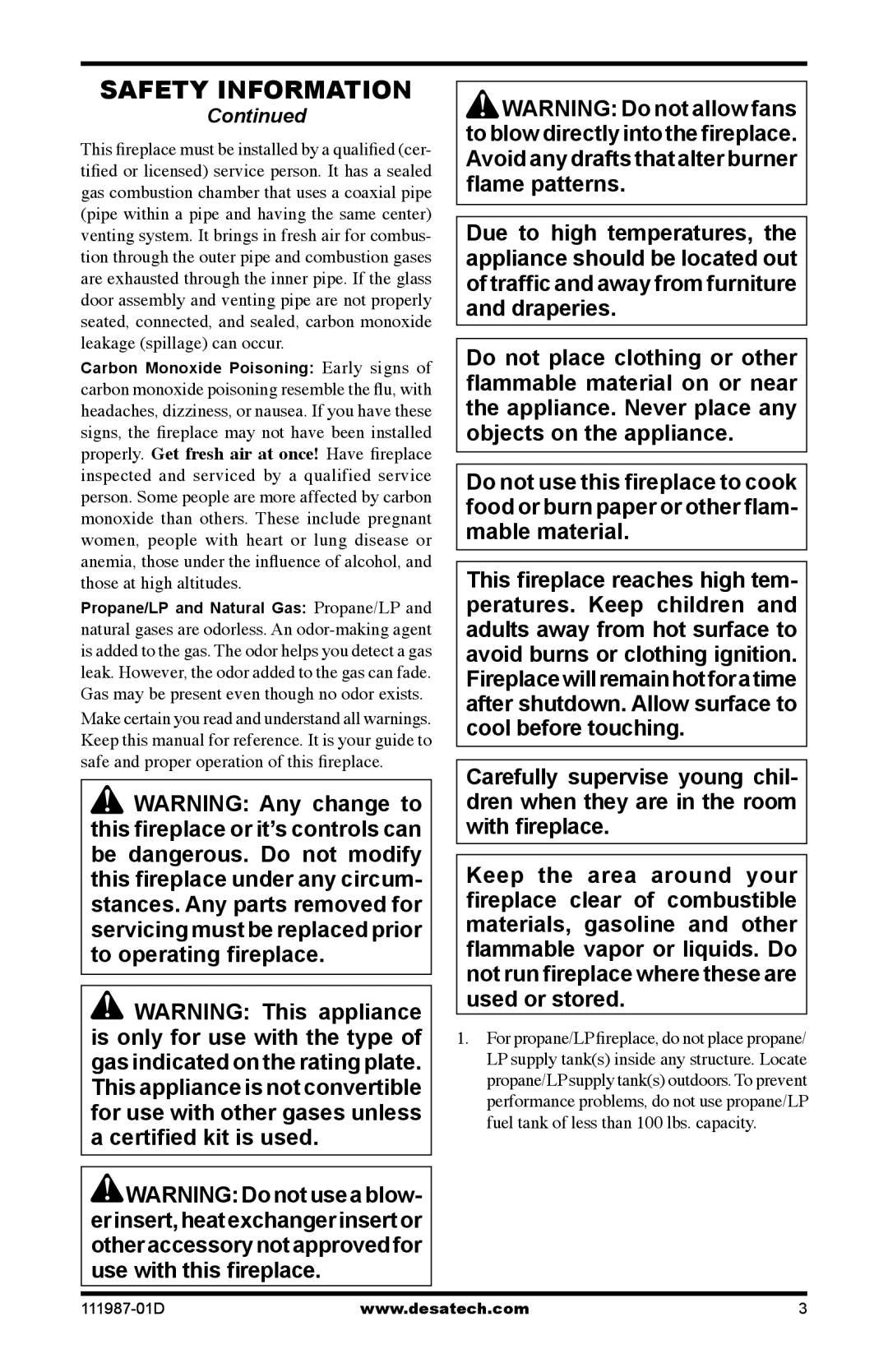 Desa (V)T32EN SERIES, (V)T32EP SERIES installation manual Safety Information 