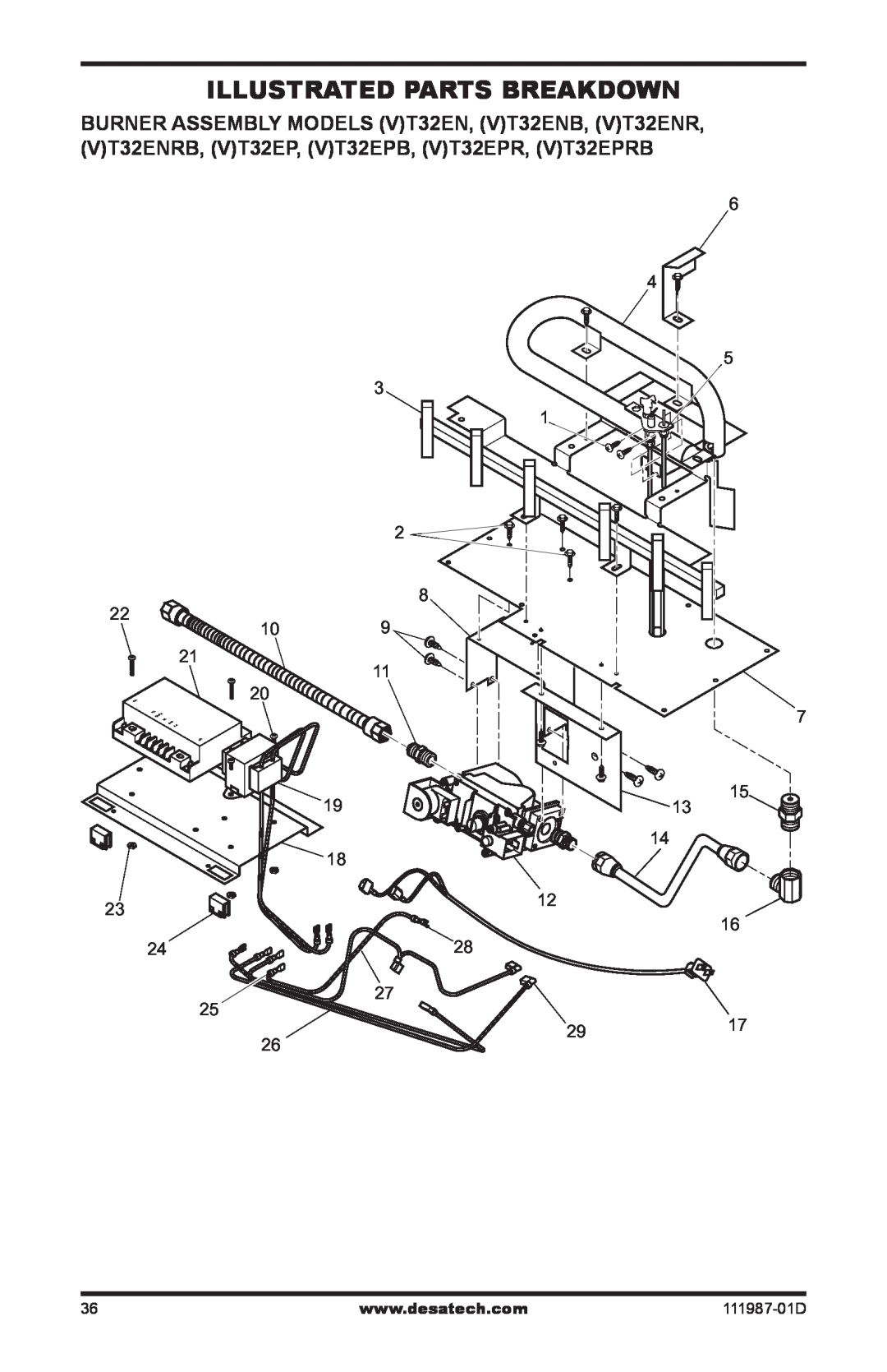 Desa (V)T32EP SERIES, (V)T32EN SERIES installation manual Illustrated Parts Breakdown, 111987-01D 