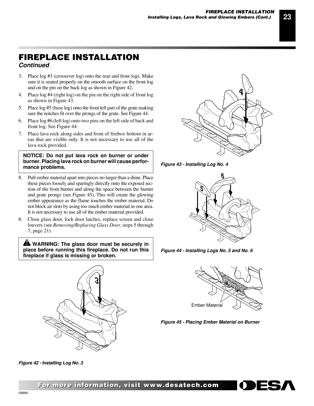 Desa V)T32EN, (V)T32EP, (V)T36EP SERIES, (V)T36EN SERIES installation manual Installing Log No 