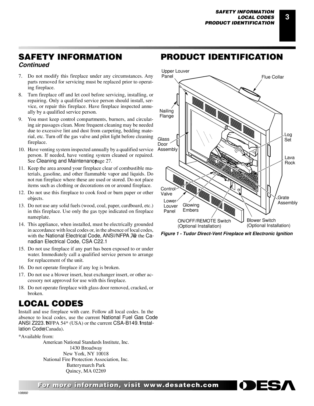 Desa V)T32EN, (V)T32EP, (V)T36EP SERIES, (V)T36EN SERIES installation manual Local Codes, Product Identification 