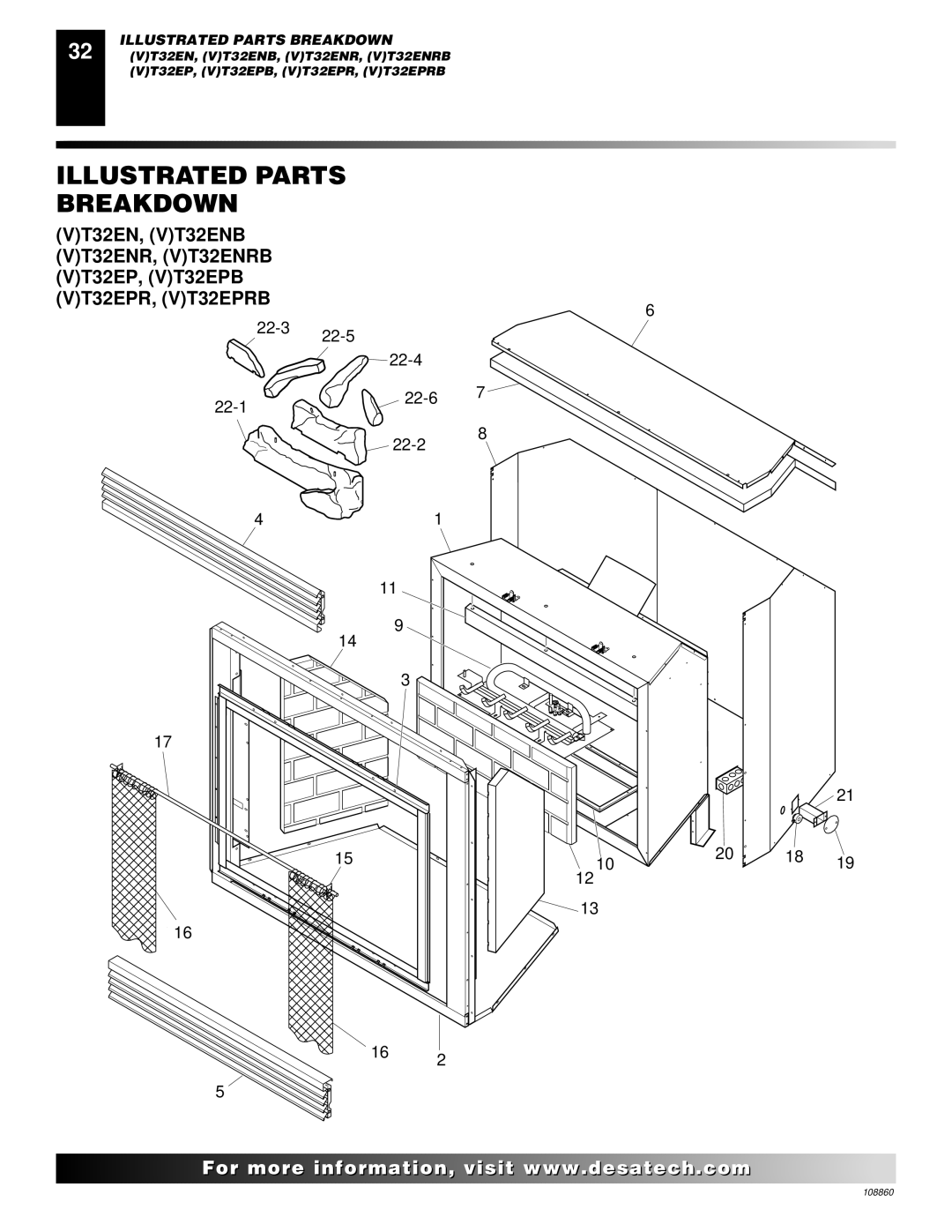 Desa (V)T32EP, (V)T36EP SERIES, (V)T36EN SERIES, V)T32EN installation manual Illustrated Parts Breakdown 