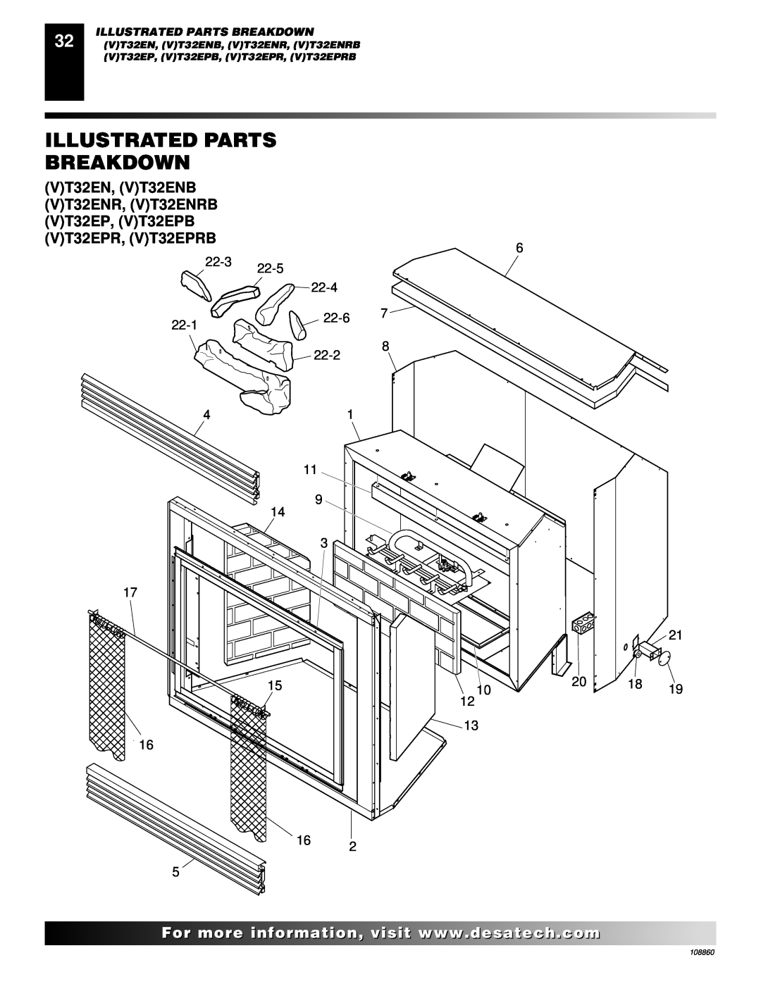 Desa (V)T32EP, (V)T36EP SERIES, (V)T36EN SERIES, V)T32EN installation manual Illustrated Parts Breakdown 