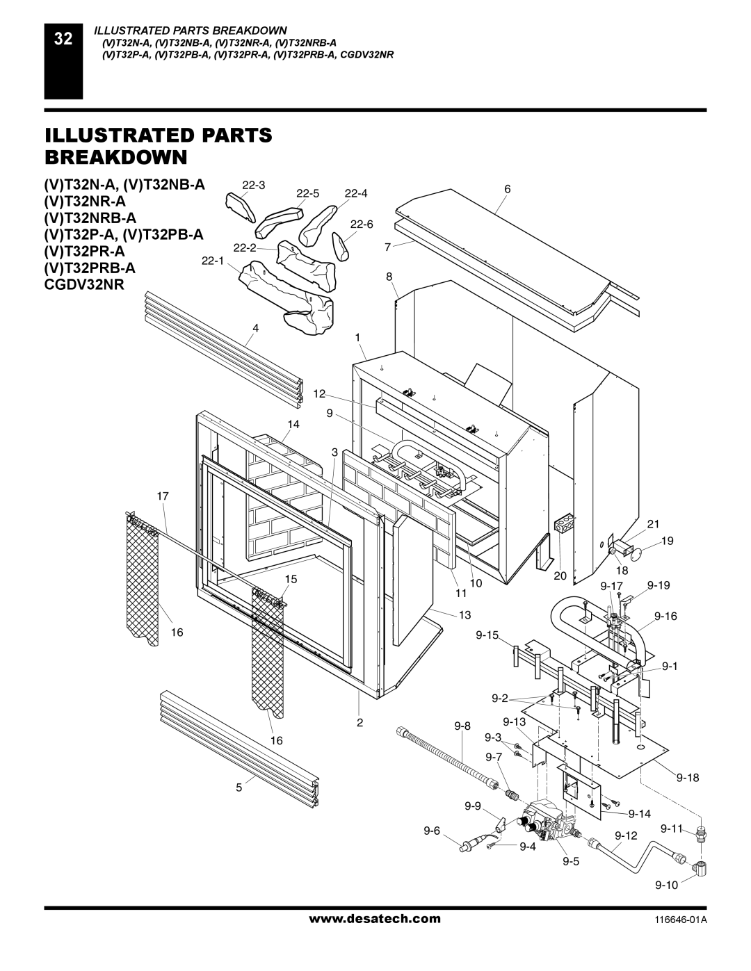 Desa CGDV32NR, (V)T32N-A Series, (V)T32P-A Series installation manual Illustrated Parts Breakdown 