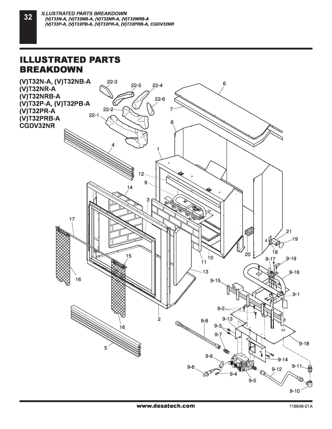 Desa CGDV32NR, (V)T32N-A Series, (V)T32P-A Series installation manual Illustrated Parts Breakdown 