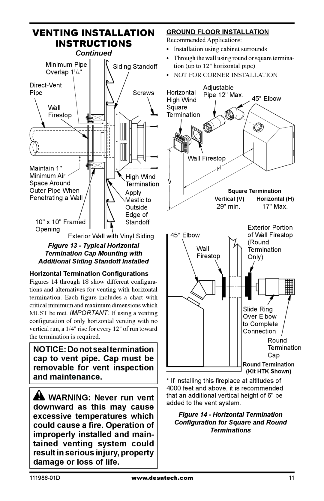 Desa (V)T32P SERIES, (V)T32N SERIES installation manual Ground Floor Installation 