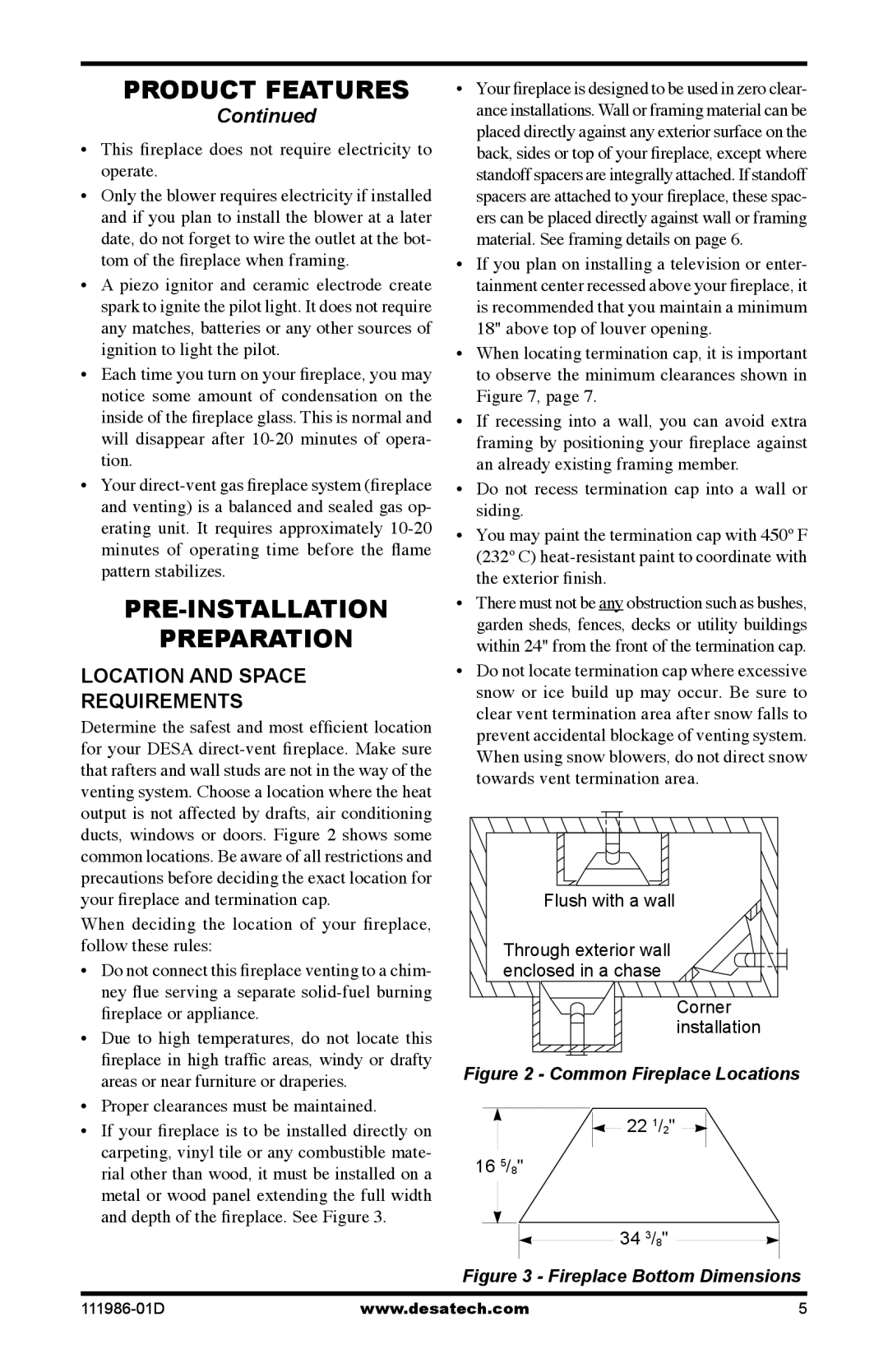 Desa (V)T32P SERIES Pre-Installation Preparation, Location and space requirements, Proper clearances must be maintained 