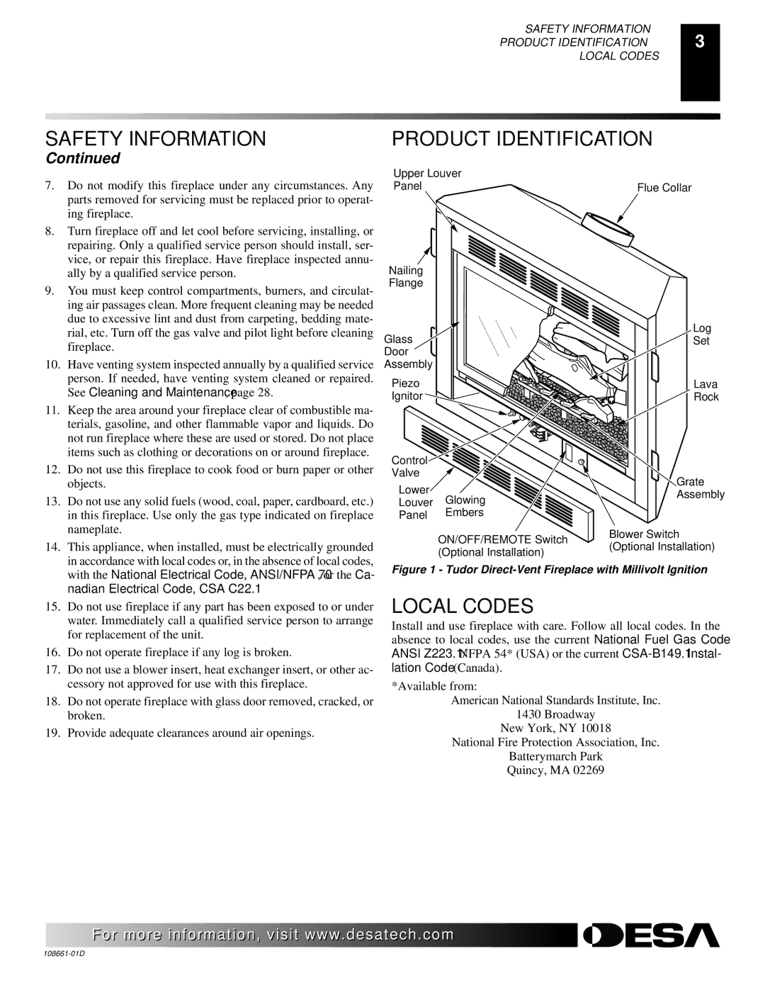 Desa (V)T32N, (V)T36N SERIES, CTDV36NR installation manual Safety Information Product Identification, Local Codes 