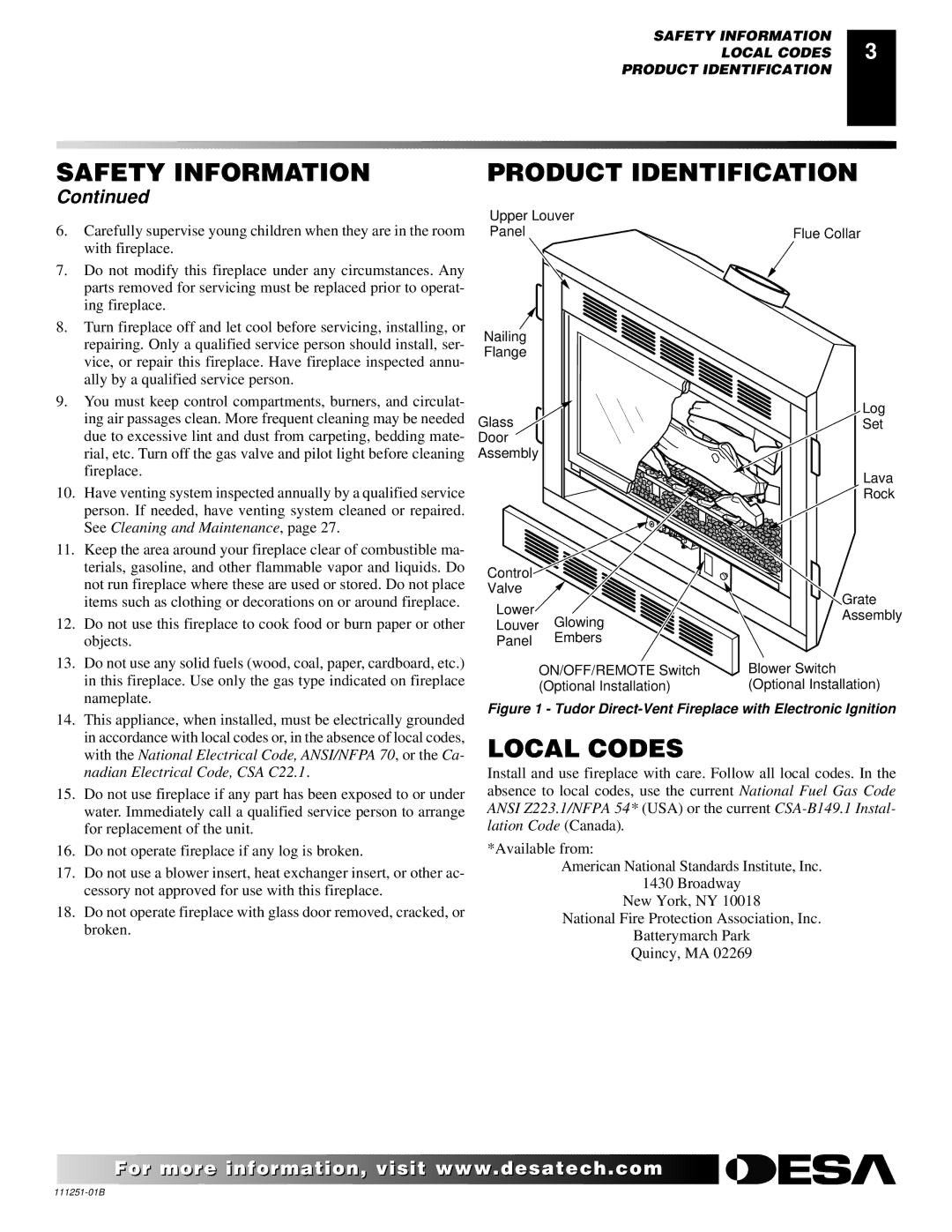 Desa (V)T36ENA installation manual Product Identification, Local Codes 