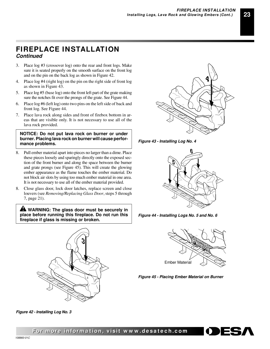 Desa (V)T36EN, (V)T36EP installation manual Installing Log No 