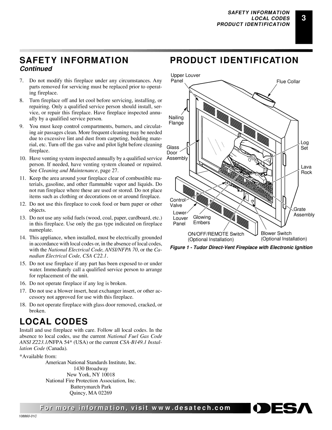 Desa (V)T36EN, (V)T36EP installation manual Local Codes, Product Identification 