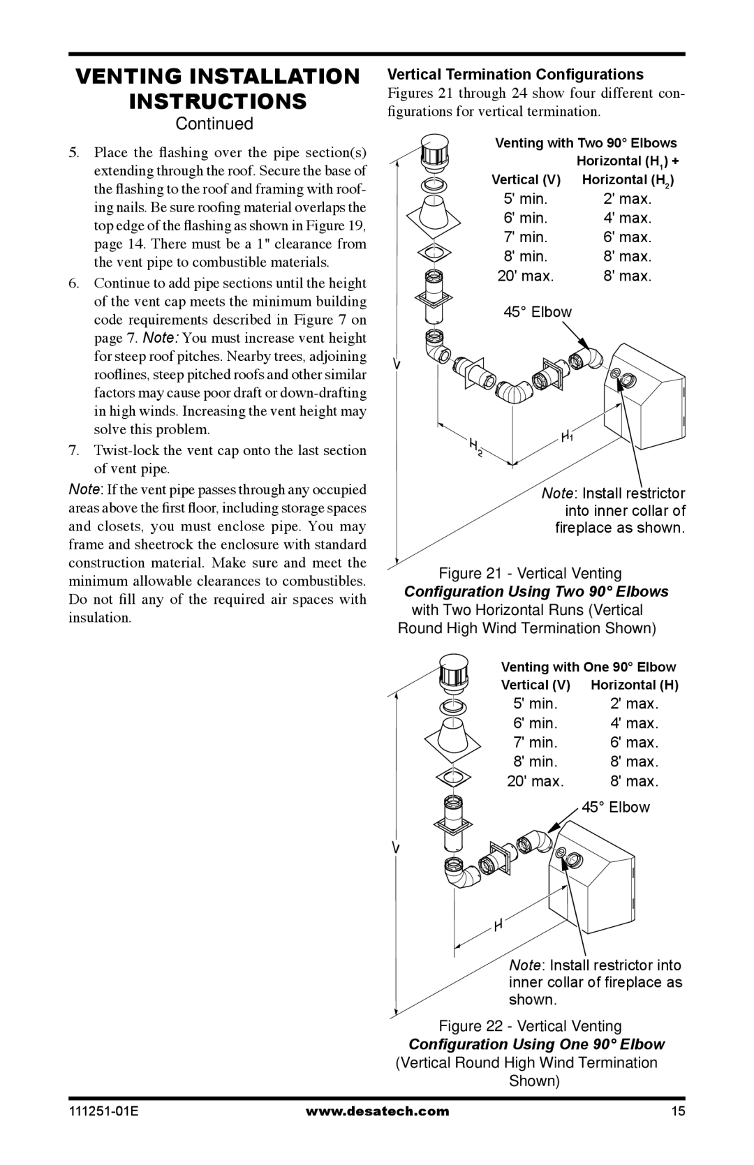 Desa (V)T36EPA installation manual Twist-lock the vent cap onto the last section of vent pipe 