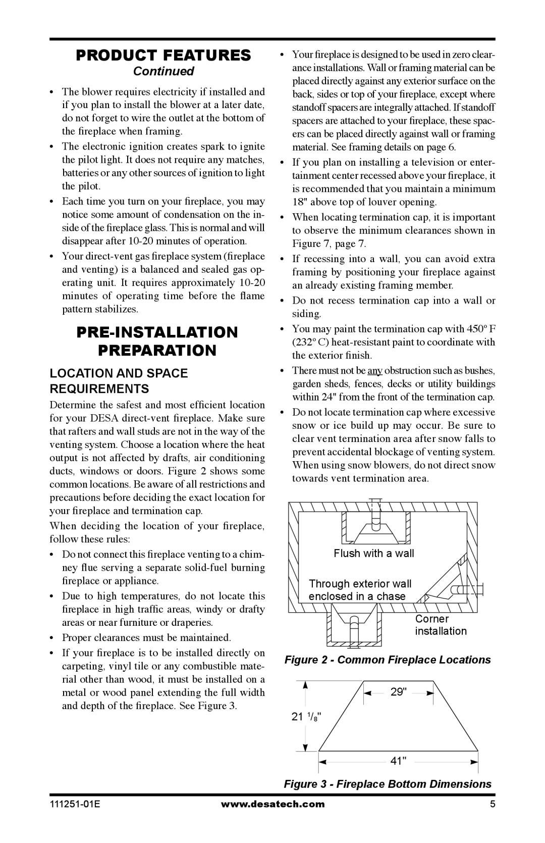 Desa (V)T36EPA Pre-Installation Preparation, Location and space requirements, Proper clearances must be maintained 