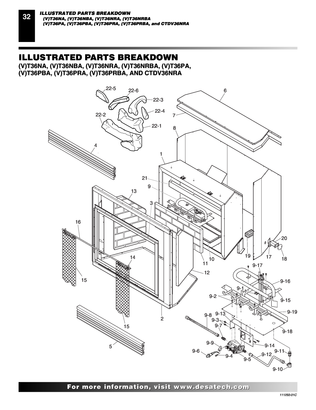 Desa (V)T36NA SERIES installation manual Illustrated Parts Breakdown 