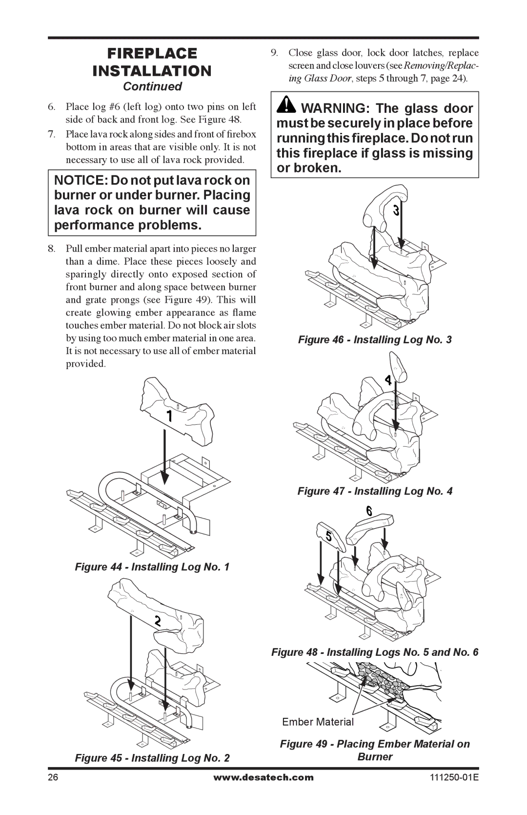 Desa (V)T36NA installation manual Installing Log No 