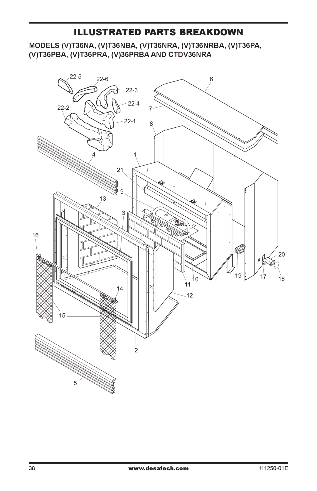 Desa (V)T36NA installation manual Illustrated Parts Breakdown 