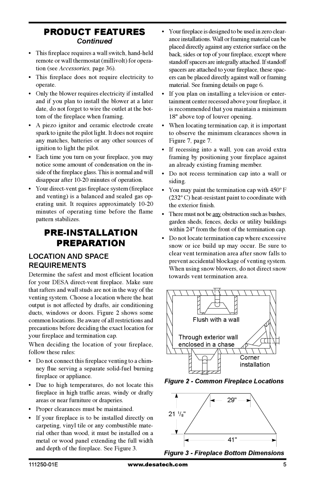 Desa (V)T36NA Pre-Installation Preparation, Location and space requirements, Proper clearances must be maintained 