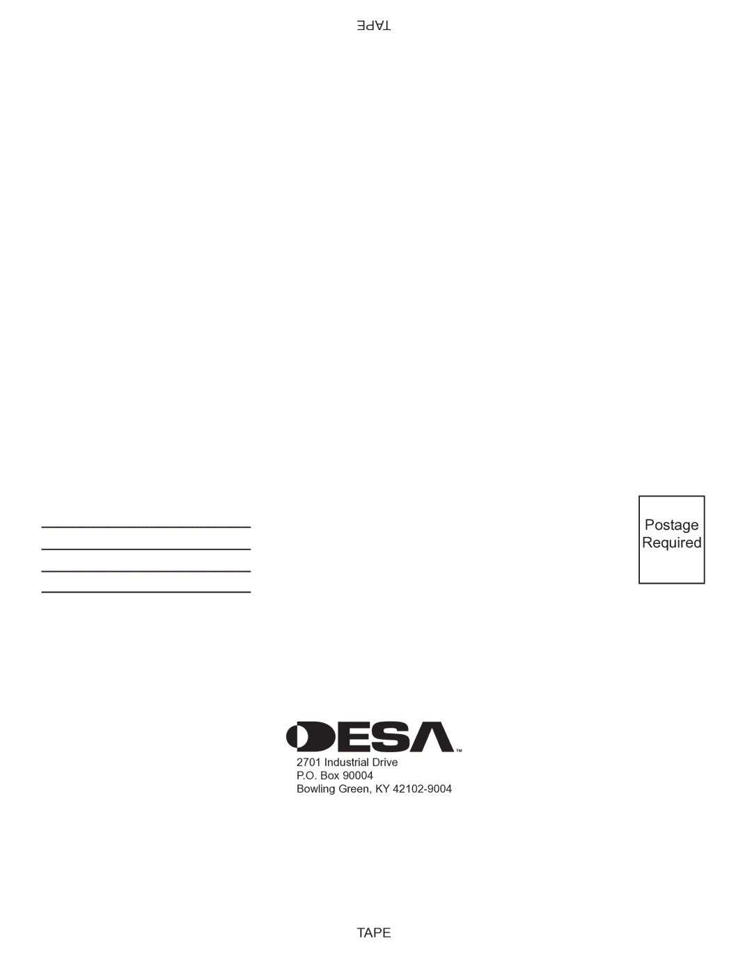 Desa (V)TC36NE Series, (V)TC36GPE Series installation manual Industrial Drive Box Bowling Green, KY 