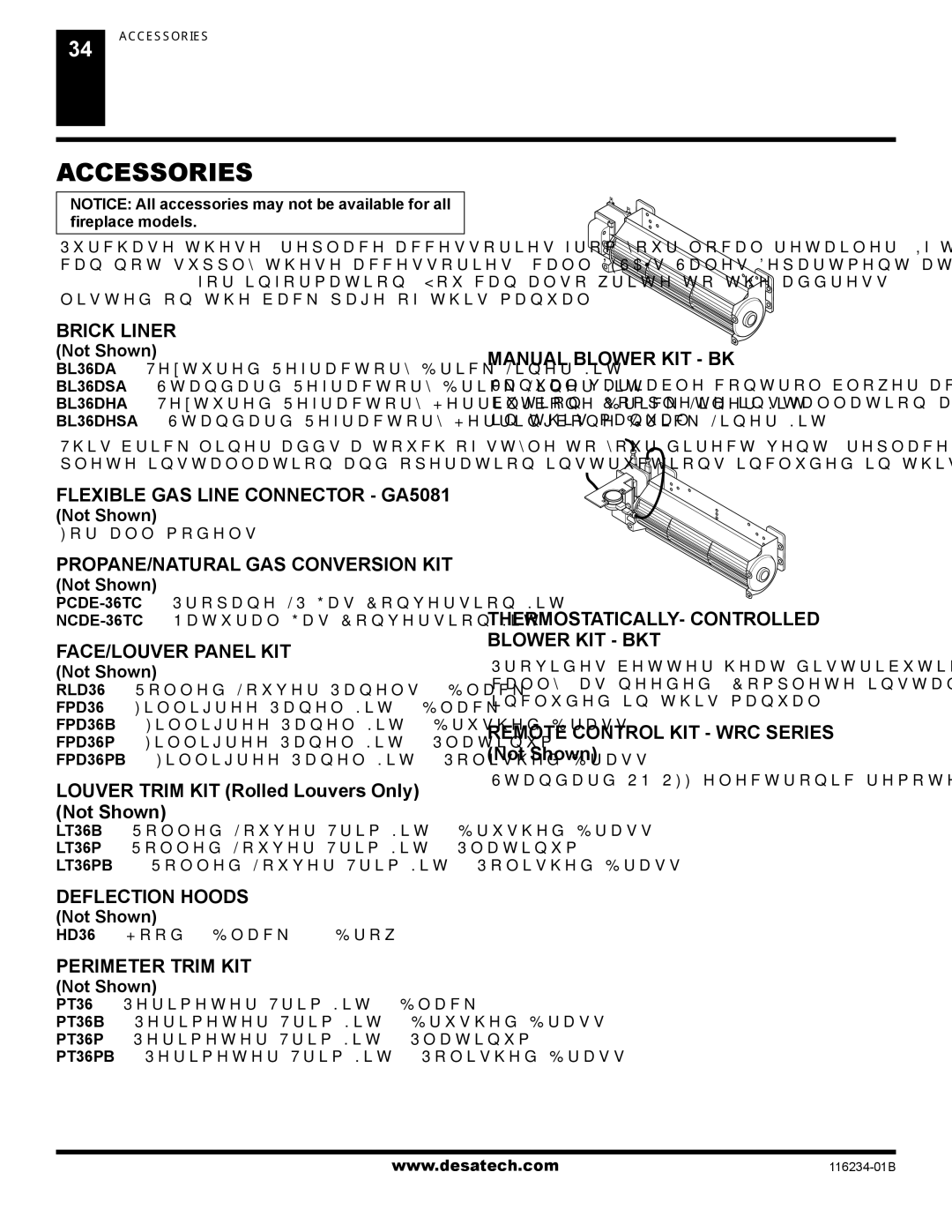 Desa (V)TC36PE, (V)TC36NE installation manual Accessories 