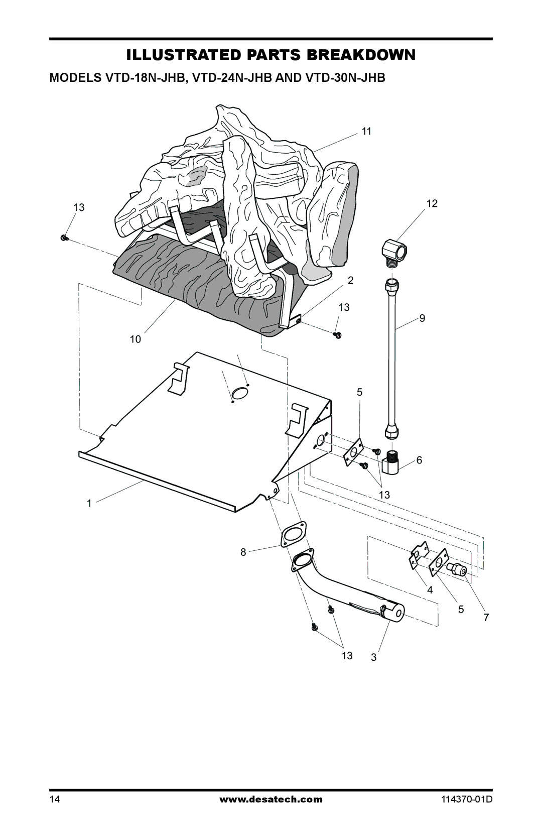 Desa installation manual Illustrated Parts Breakdown, Models VTD-18N-JHB, VTD-24N-JHB and VTD-30N-JHB 